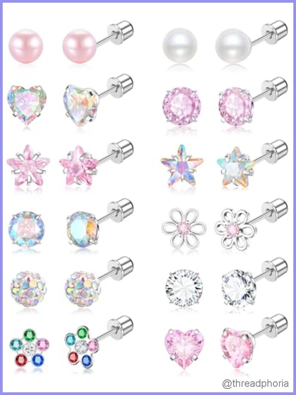 Surgical Stainless Steel Hypoallergenic Stud Earrings Screw Back Flat Back